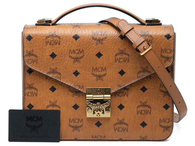 Bolsa MCM Visetos Logogram em couro marrom - vista 6