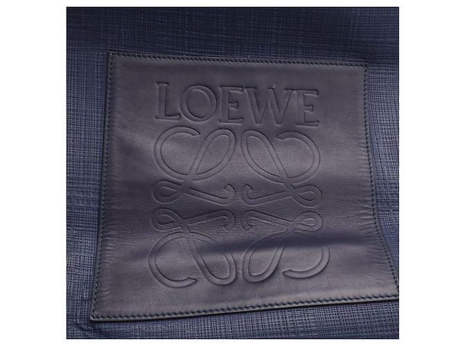 Borsa Shopper Anagram in lino Loewe Blu Blu navy - vista 9