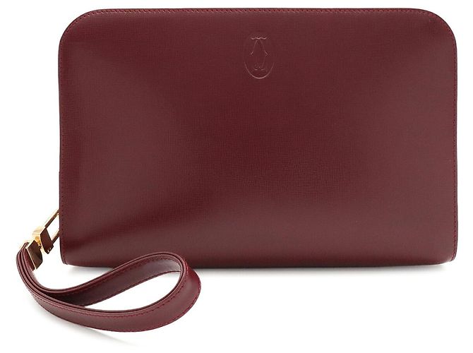 Borsa a Pochette Cartier Must de Line Second Clutch Bag Rosso Bordò - vista 2