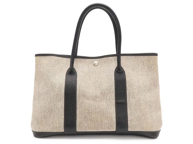 Hermès Borsa a mano Hermes Garden PM Bolduc Ribbon Tote Bag Marrone Nero Giallo - vista 2