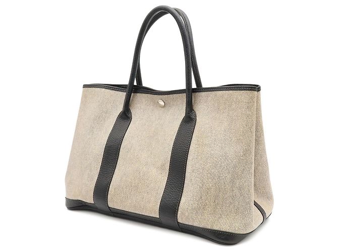 Hermès Borsa a mano Hermes Garden PM Bolduc Ribbon Tote Bag Marrone Nero Giallo - vista 3