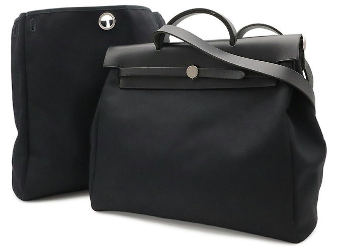 Hermès Borsa a mano e a tracolla HERMES Herbag MM Nero - vista 2