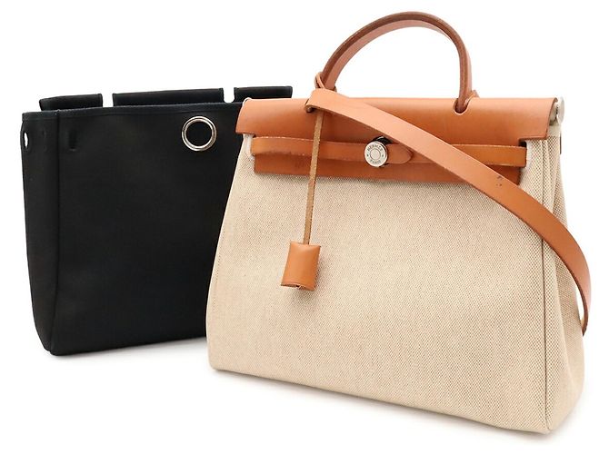 Hermès Borsa a mano/Borsa a tracolla Hermes Herbag PM Nero - vista 2