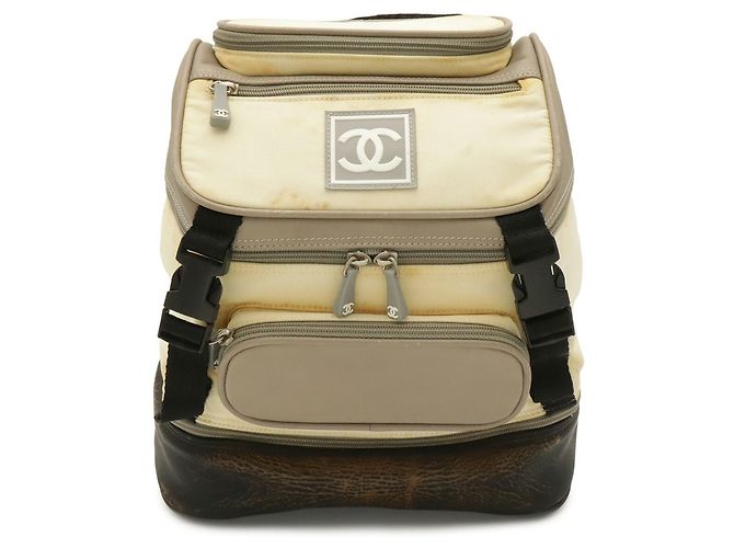 Mochila Chanel Sport Line Coco Mark Castaño Negro Crudo Amarillo - vista 2