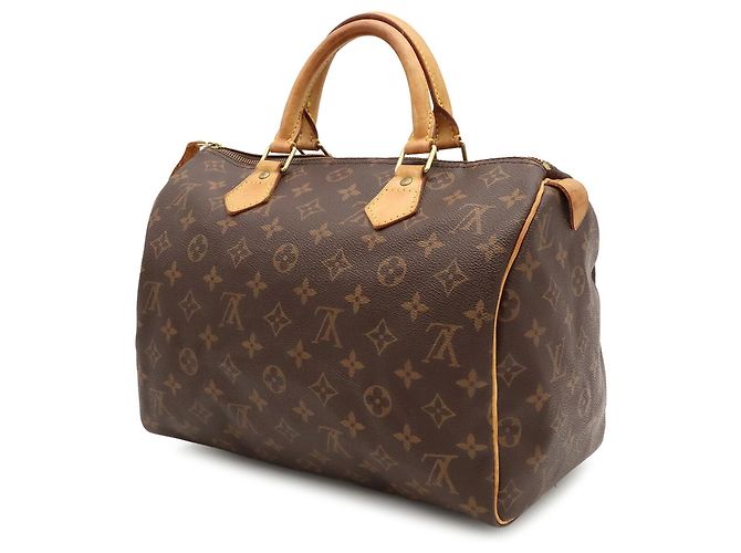 Borsa Louis Vuitton Monogram Speedy 30 Marrone Bianco Monogramma - vista 3