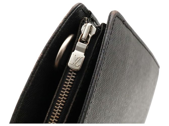 Borsa Louis Vuitton Taiga Port Document Rosan Nero Grigio - vista 7