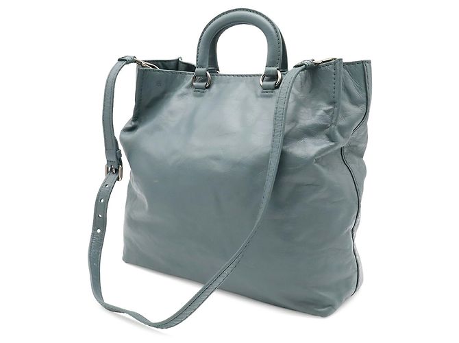 Saco Tote Prada Triangle em couro cinza Marrom - vista 3