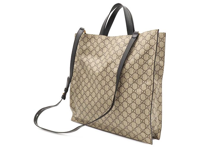 Borsa Tote Gucci GG Supreme Tiger Nero Beige Cachi - vista 3