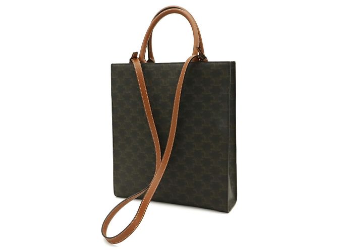 Cabas Céline Borsa Tote Vertical Small Celine Bianco Marrone scuro - vista 3