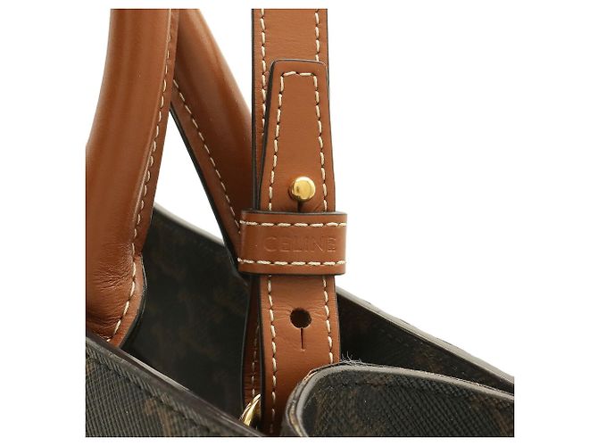 Cabas Céline Borsa Tote Vertical Small Celine Bianco Marrone scuro - vista 5
