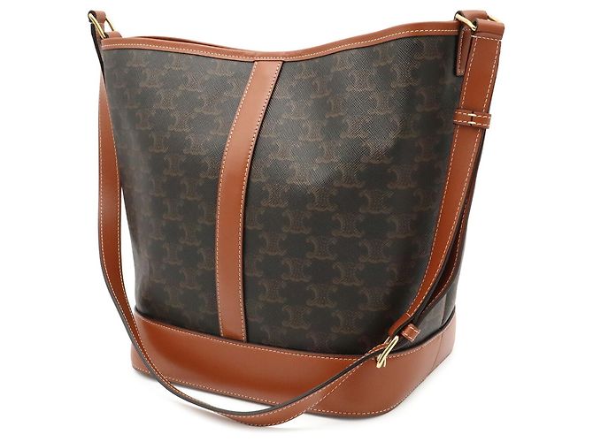 Céline Borsa a tracolla Medium Bucket Triomphe CELINE Marrone - vista 3