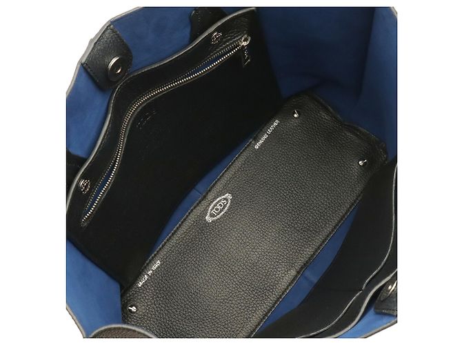 Borsa tote Tod's Joy in pelle nera blu beige Nero - vista 8
