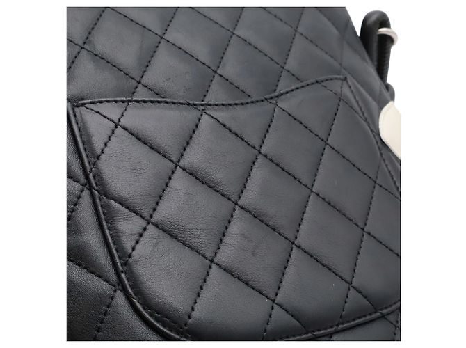 Chanel Cambon Line Medium Pochette Schultertasche Schwarz Weiß - Ansicht 9