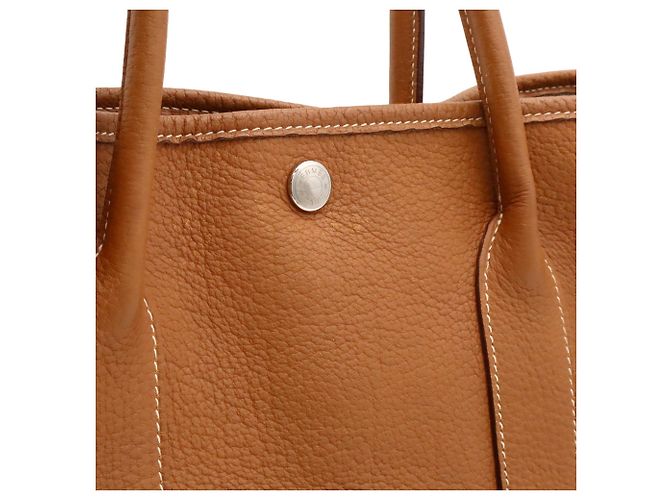 Hermès Bolso Tote Hermes Garden PM Amarillo Marrón claro Camello - vista 10