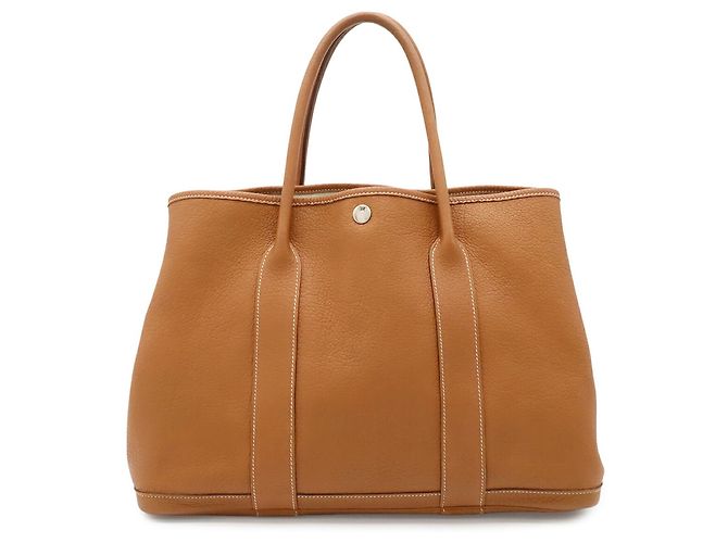 Hermès Bolso Tote Hermes Garden PM Amarillo Marrón claro Camello - vista 2