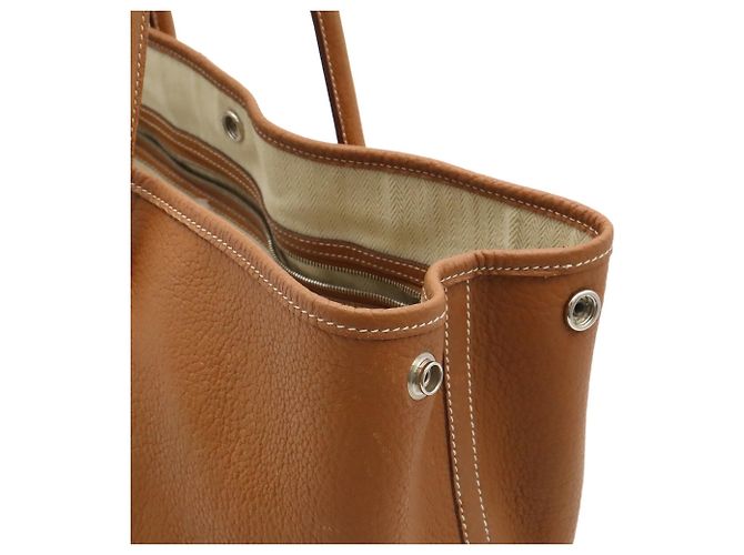 Hermès Bolso Tote Hermes Garden PM Amarillo Marrón claro Camello - vista 8