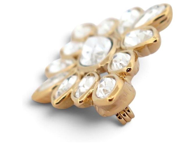NUOVA VINTAGE SPILLA YVES SAINT LAURENT GOOSSENS CON CRISTALLI D'oro - vista 3