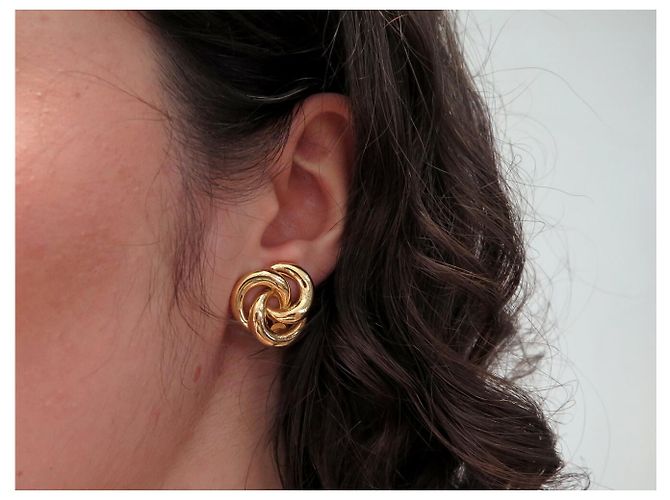 Céline VINTAGE CELINE VERSCHRANKTE RINGOHRRINGE CIRCA 80 GOLD Golden - Ansicht 11