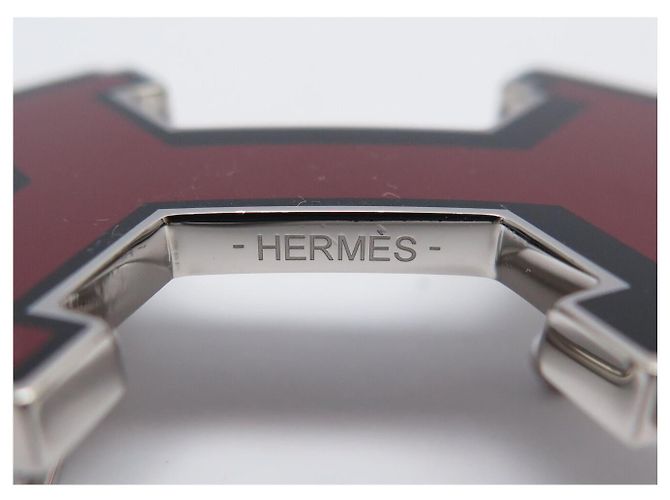 Hermès HERMES STREET GÜRTELSCHNALLE 32MM SILBERFARBENES METALL BORDEAUX EMAILLE - Ansicht 5