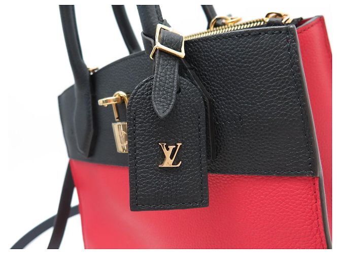 City Steamer BORSA A MANO LOUIS VUITTON STEAMER PM M54868 PELLE NERO ROSSO CON TRACOLLA - vista 9