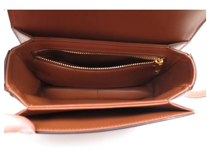 Céline NUOVA BORSA A MANO CELINE TRIOMPHE TEEN 188882 CANVAS VITELLO TAN BORSA A TRACCOLLA Marrone - vista 10
