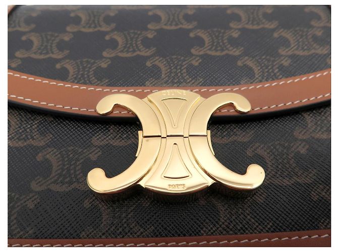Céline NUOVA BORSA A MANO CELINE TRIOMPHE TEEN 188882 CANVAS VITELLO TAN BORSA A TRACCOLLA Marrone - vista 6