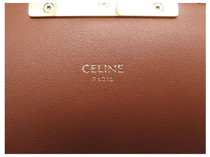 Céline NUOVA BORSA A MANO CELINE TRIOMPHE TEEN 188882 CANVAS VITELLO TAN BORSA A TRACCOLLA Marrone - vista 9