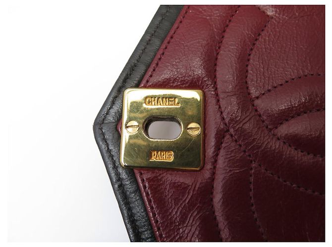 VINTAGE CHANEL CLASSIQUE TIMELESS HANDTASCHE AUS SCHWAREM CHEVRON-LEDER Schwarz - Ansicht 8
