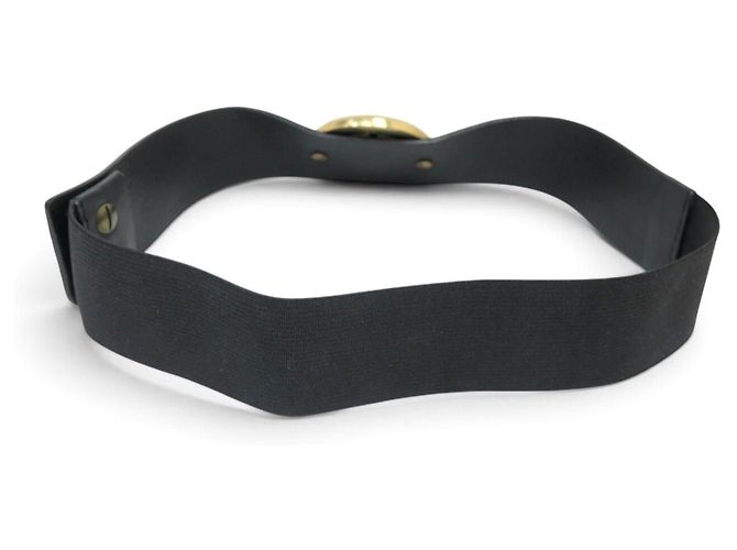 JEANNE LANVIN MEDAILLON GÜRTEL AUS LEDER UND STRETCH-CANVAS T68-88CM BLACK BELT Schwarz - Ansicht 3