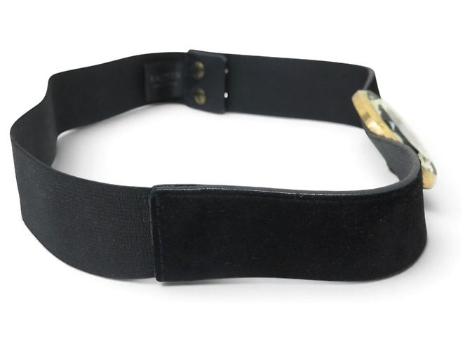 JEANNE LANVIN MEDAILLON GÜRTEL AUS LEDER UND STRETCH-CANVAS T68-88CM BLACK BELT Schwarz - Ansicht 4
