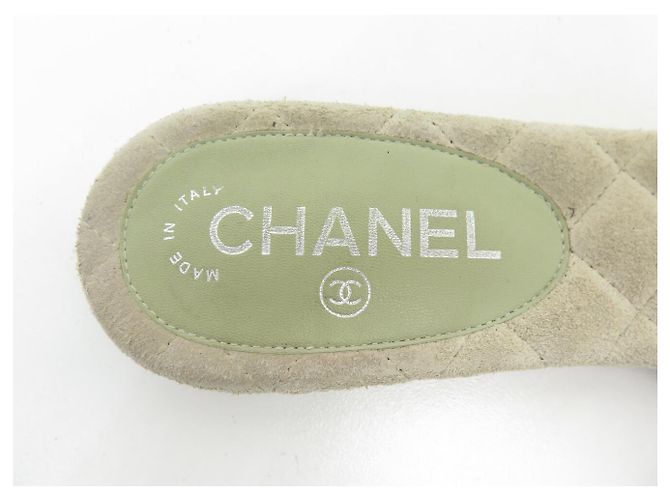 SCARPE SANDALI CHANEL G29732 MULES LOGO CC 40.5 EFFETTO PITONE Verde - vista 7
