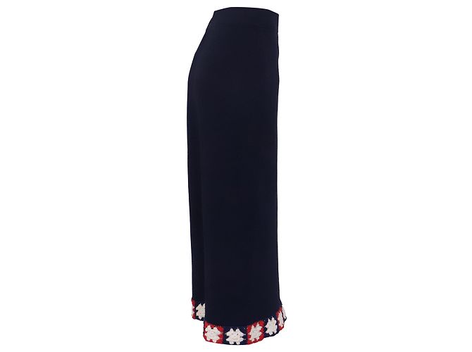 Falda midi Staud con ribete bordado en viscosa azul marino - vista 2