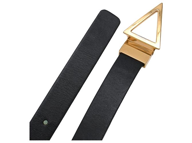 Cinturón reversible Bottega Veneta con hebilla triangular en cuero negro - vista 4