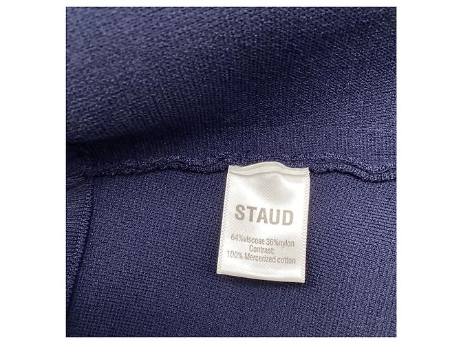 Falda midi con flecos Staud en viscosa azul marino - vista 6