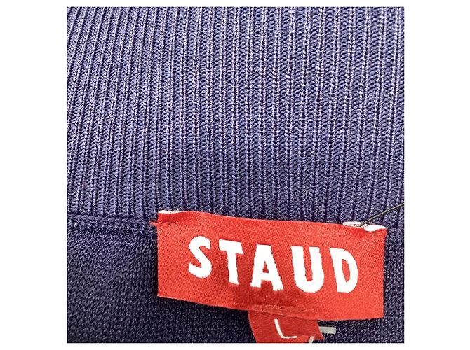 Falda midi con flecos Staud en viscosa azul marino - vista 7