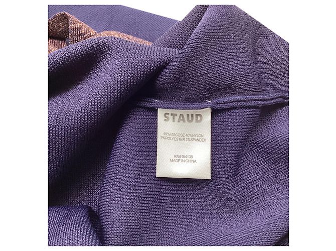 Falda midi con flecos Staud en viscosa azul marino - vista 8