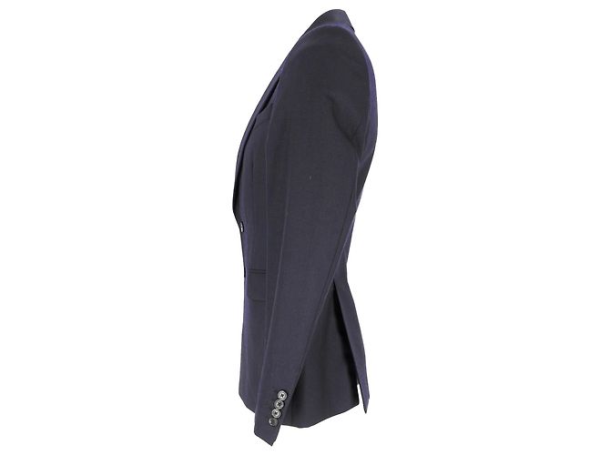 Dries Van Noten einreihiger Blazer aus navyblauer Wolle Marineblau - Ansicht 2