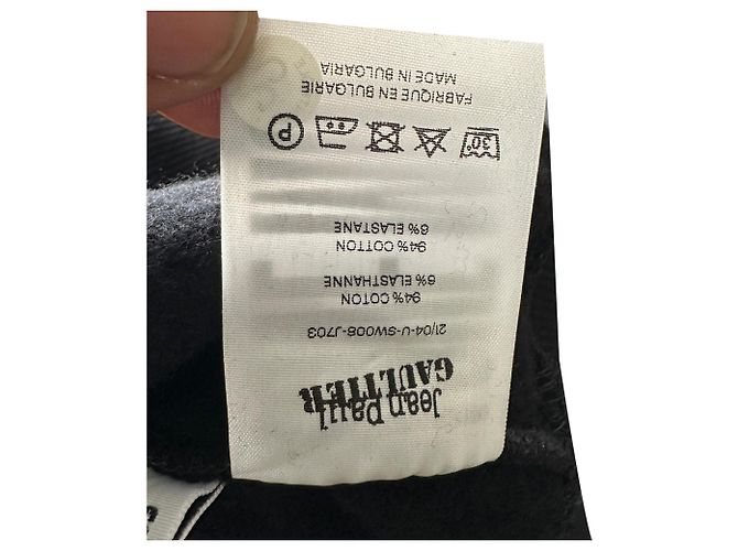 Felpa con cappuccio in cotone nero con logo ricamato Jean Paul Gaultier - vista 11