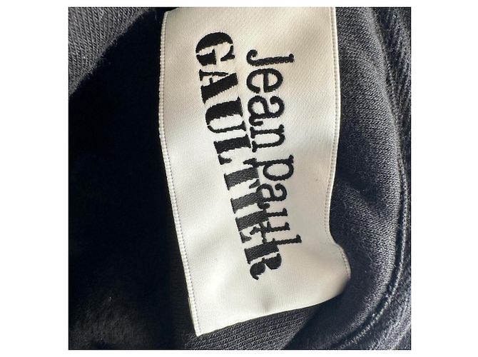 Felpa con cappuccio in cotone nero con logo ricamato Jean Paul Gaultier - vista 8