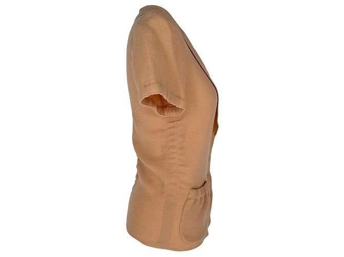 Bottega Veneta Kurzarm-Blazer aus beiger Wolle - Ansicht 2