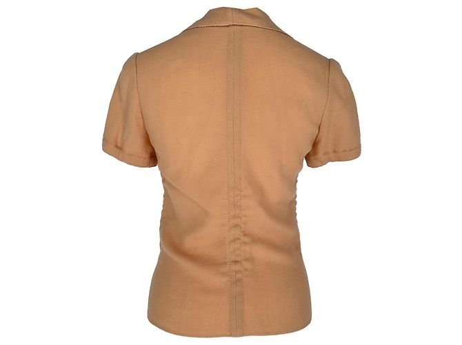 Bottega Veneta Kurzarm-Blazer aus beiger Wolle - Ansicht 3