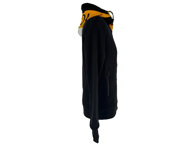 Fendi Kapuzenpullover mit Reißverschluss und Stehkragen aus schwarzer Baumwolle - Ansicht 2