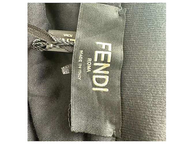 Fendi Kapuzenpullover mit Reißverschluss und Stehkragen aus schwarzer Baumwolle - Ansicht 8