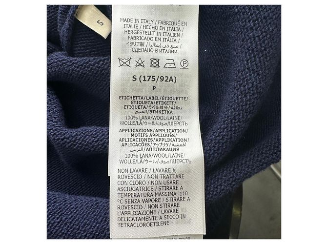 Gucci Strickpullover aus Wolle in Navyblau mit besticktem Logo Marineblau - Ansicht 10