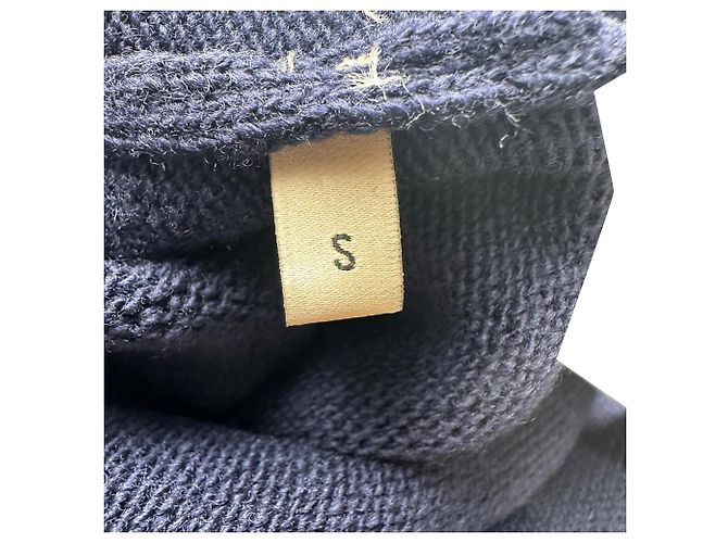 Gucci Strickpullover aus Wolle in Navyblau mit besticktem Logo Marineblau - Ansicht 9