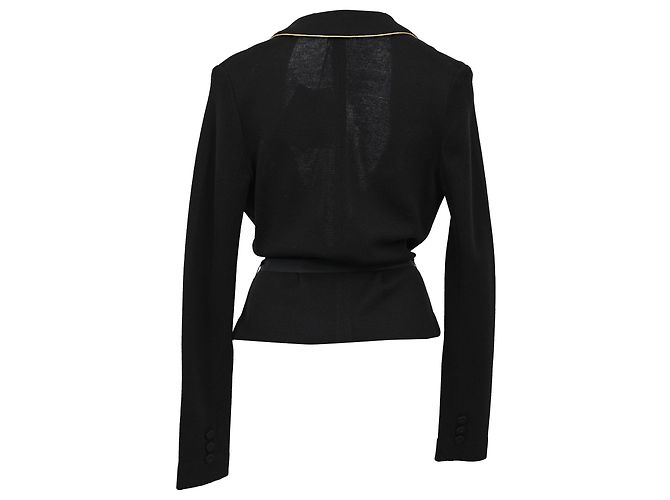 Joseph einreihiger Blazer mit Bindegürtel aus schwarzer Wolle - Ansicht 3
