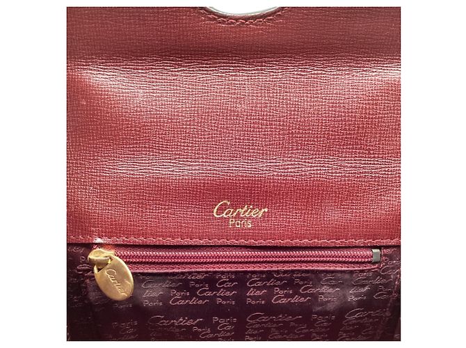 mala Must De Cartier com pega superior em couro Borgonha Vermelho Bordeaux - vista 10