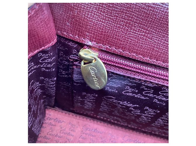 mala Must De Cartier com pega superior em couro Borgonha Vermelho Bordeaux - vista 11