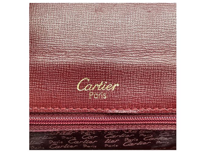 mala Must De Cartier com pega superior em couro Borgonha Vermelho Bordeaux - vista 13