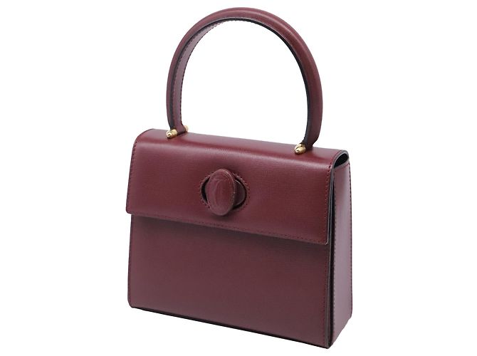 mala Must De Cartier com pega superior em couro Borgonha Vermelho Bordeaux - vista 2